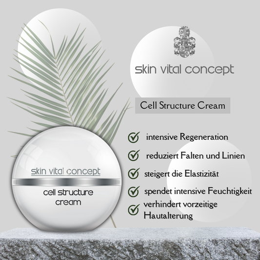 Skin Vital Concept Cell Structure Cream
Beruhigende und reparierende Creme, ideal für trockene und empfindliche Hauttypen.