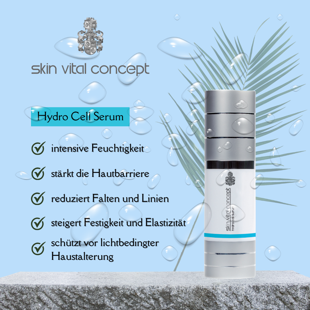 Skin Vital Concept Hydro Cell Serum
Hydratisierendes Serum mit Hyaluronsäure für sofortige Feuchtigkeit und aufgepolsterte Haut.