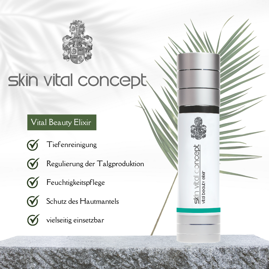 Vital Beauty Elixir
Hochkonzentriertes Elixier mit Antioxidantien und Vitaminen, fördert Regeneration und schützt vor Umweltschäden.